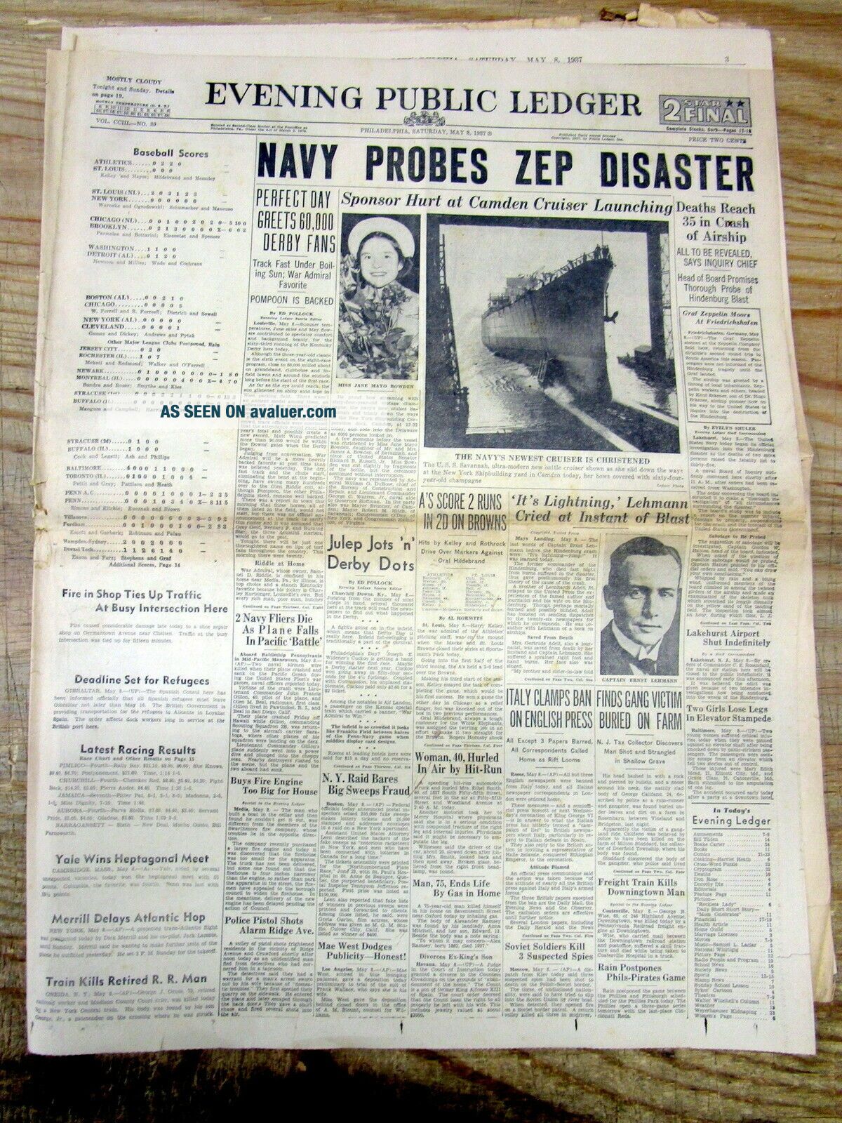 2 1937 Headline Newspapers Airship HINDENBURG EXPLODES In DISASTER ...