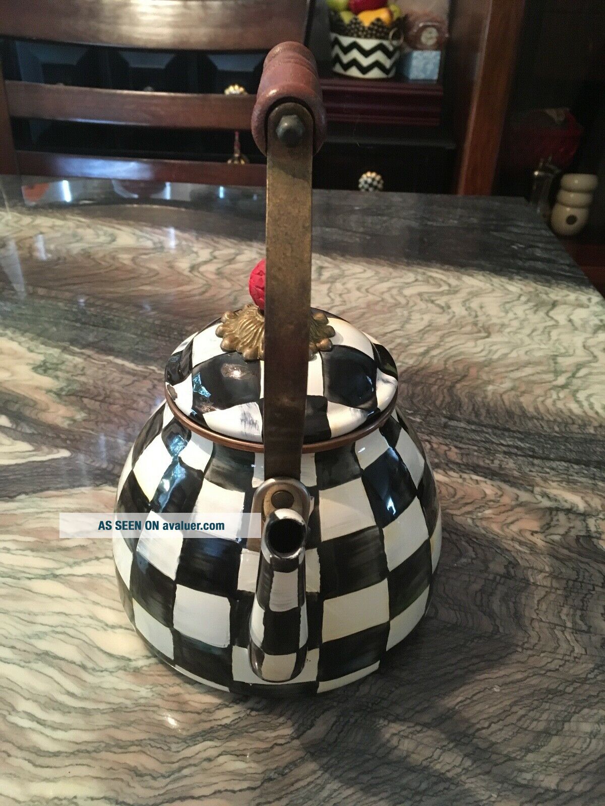 MacKenzie - Childs Courtly Check Enamel 2 Qt. Tea Kettle | #4419935