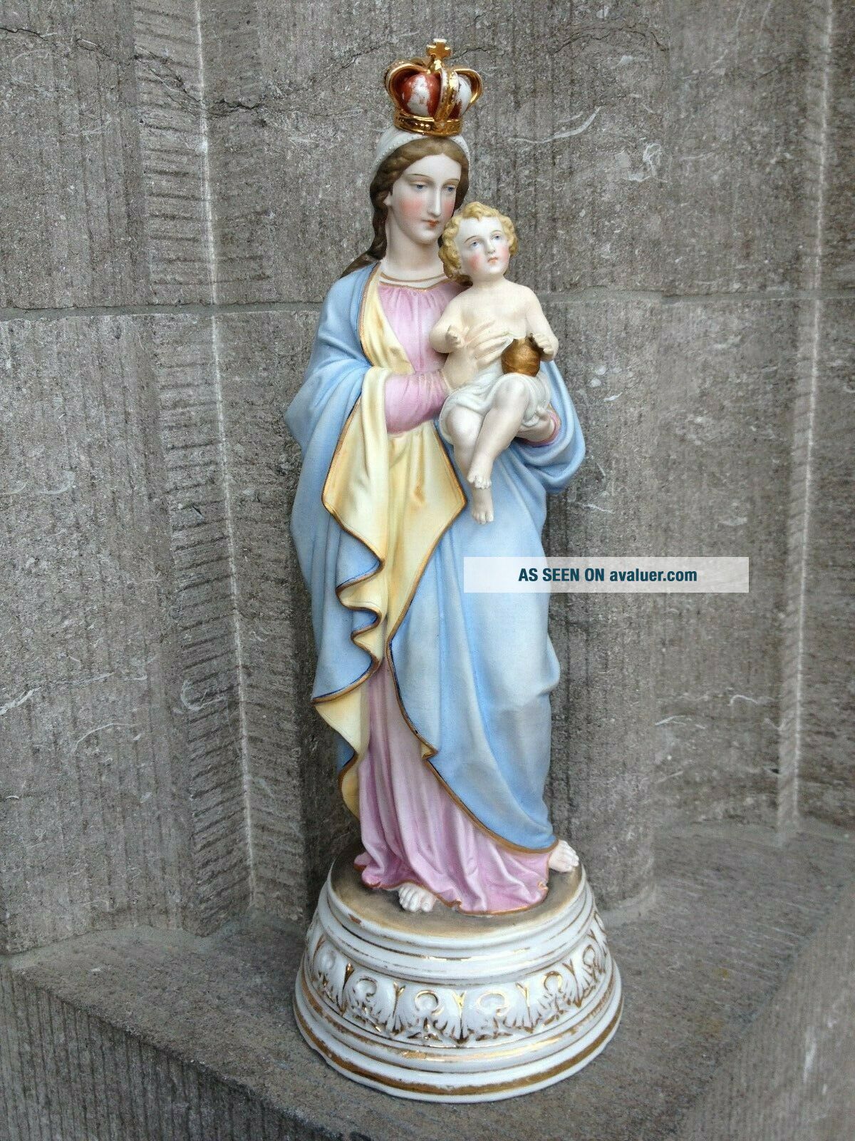 Antique Porcelain Bisque Vieux Paris Madonna Child Jesus Altar Standing ...