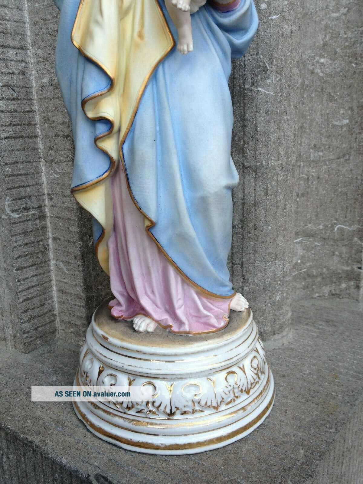 Antique Porcelain Bisque Vieux Paris Madonna Child Jesus Altar Standing ...