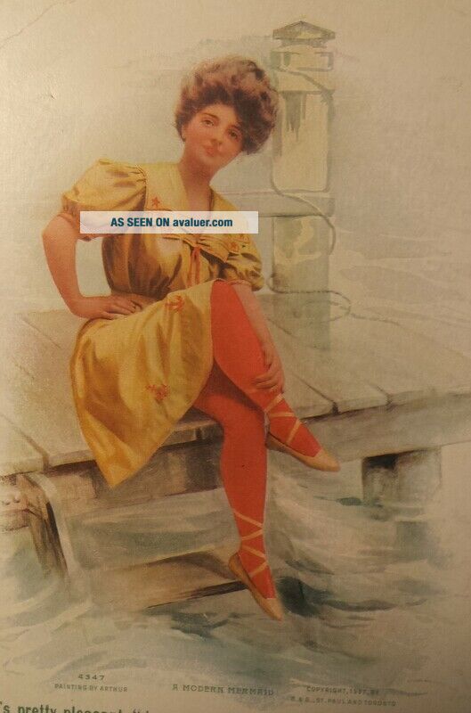 1908 James Or Goddard Arthur Calendar Top Woman In Yellow Swimsuit ...