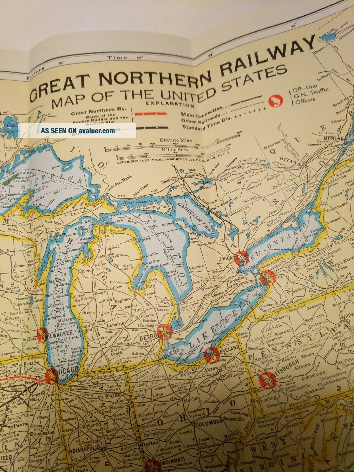 GREAT NORTHERN RAILWAY MAP Of The UNITED STATES 1957 | #4526983