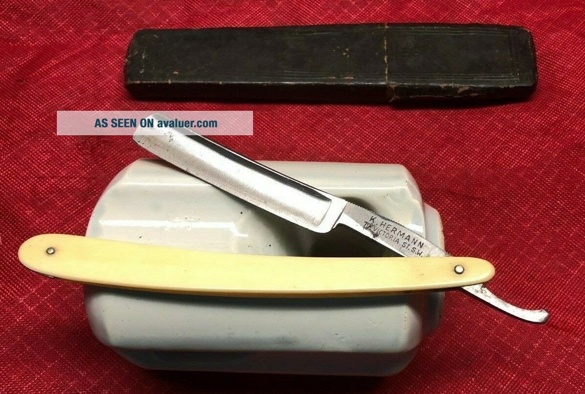 Antique German Hollow Ground Straight Razor On Edge Reads Friday | #4607867
