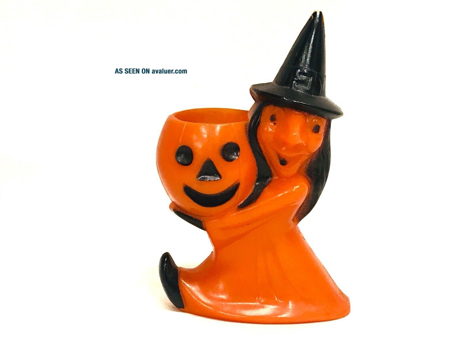 Vintage ROSBRO Hard Plastic Halloween Witch Pumpkin Celluloid Candy ...