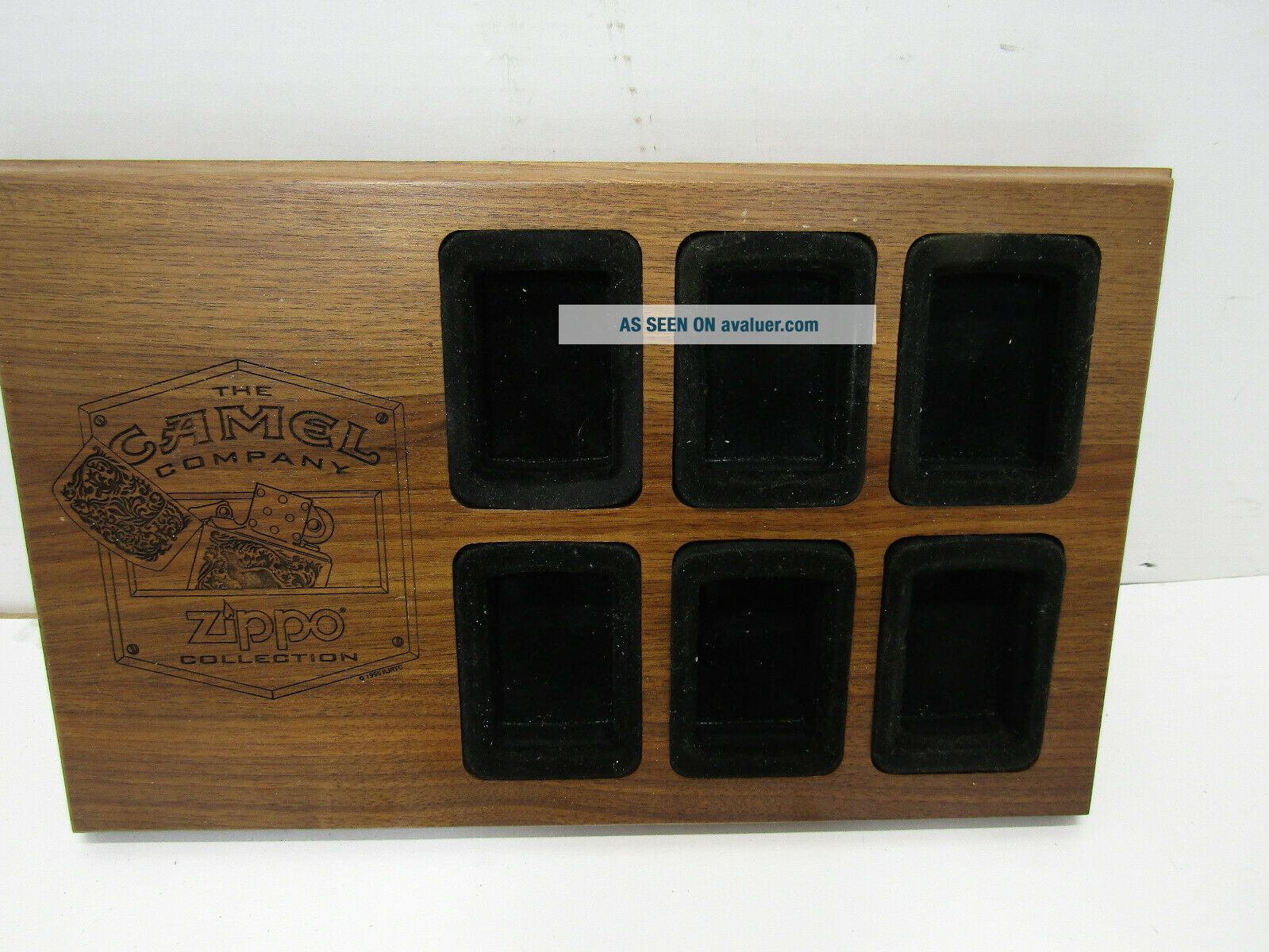 OLD CAMEL ZIPPO WOOD - WOODEN 6 PLACE DISPLAY CASE CAMEL LIGHTER ...