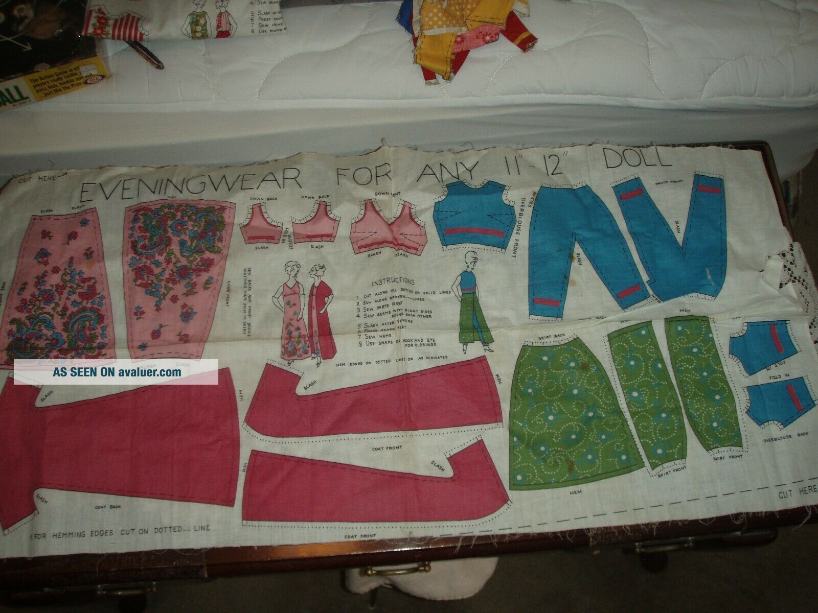 2 Vtg Barbie CUT N SEW FABRIC PANELS PATTERNS 10 PC OF MADE CLOTHES 60S ...
