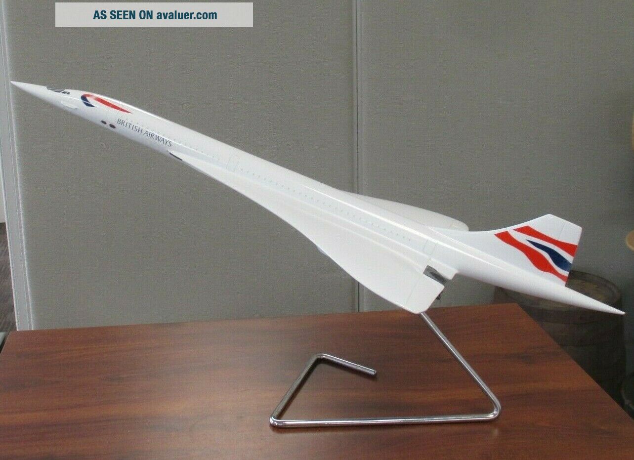 BRITISH AIRWAYS BAC AEROSPATIALE CONCORDE JET MODEL RESIN 25 " On METAL ...