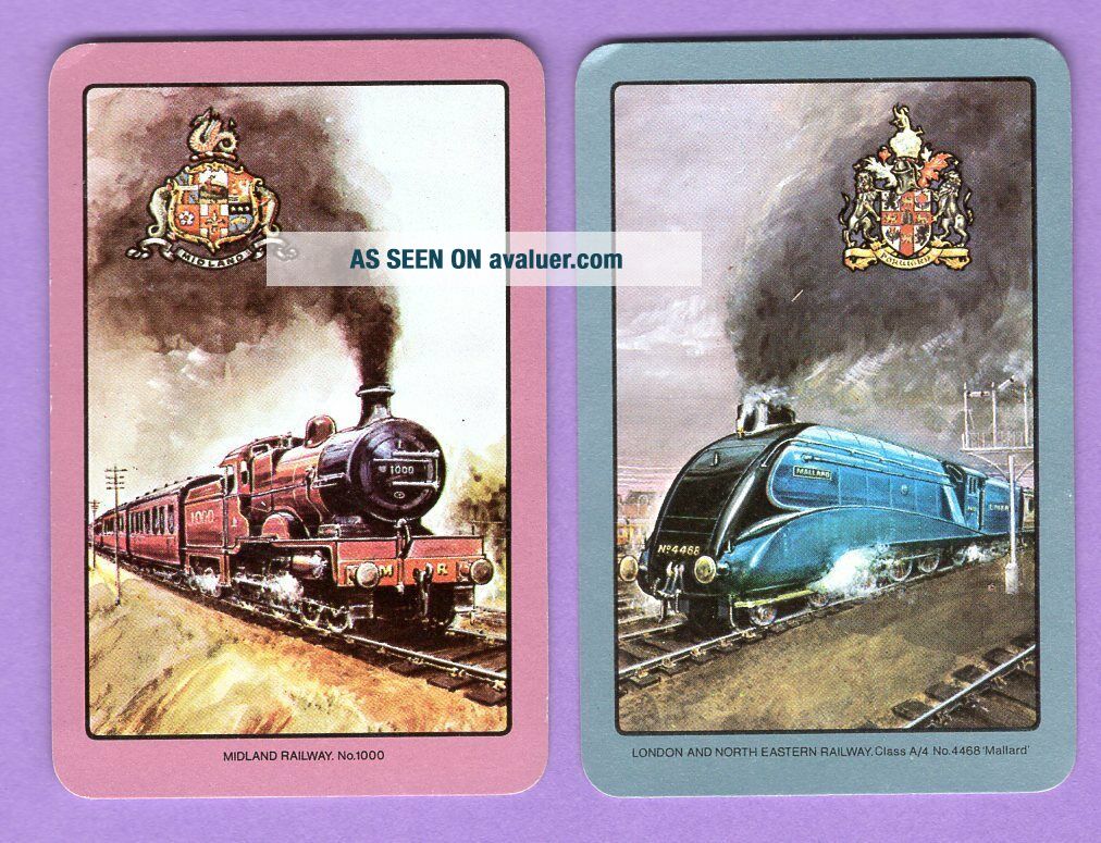 2 Single Swap Playing Cards OLD TRAINS LONDON NORTH EASTERN MIDLAND ...