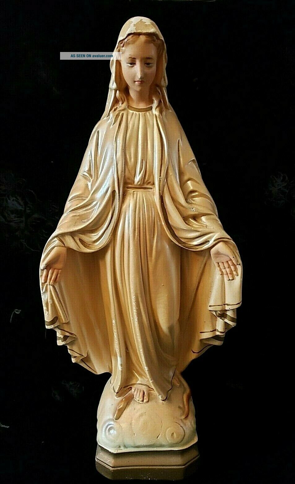 Vintage Virgin Mary Our Lady Of Grace Religious Chalkware Statue | #4973897