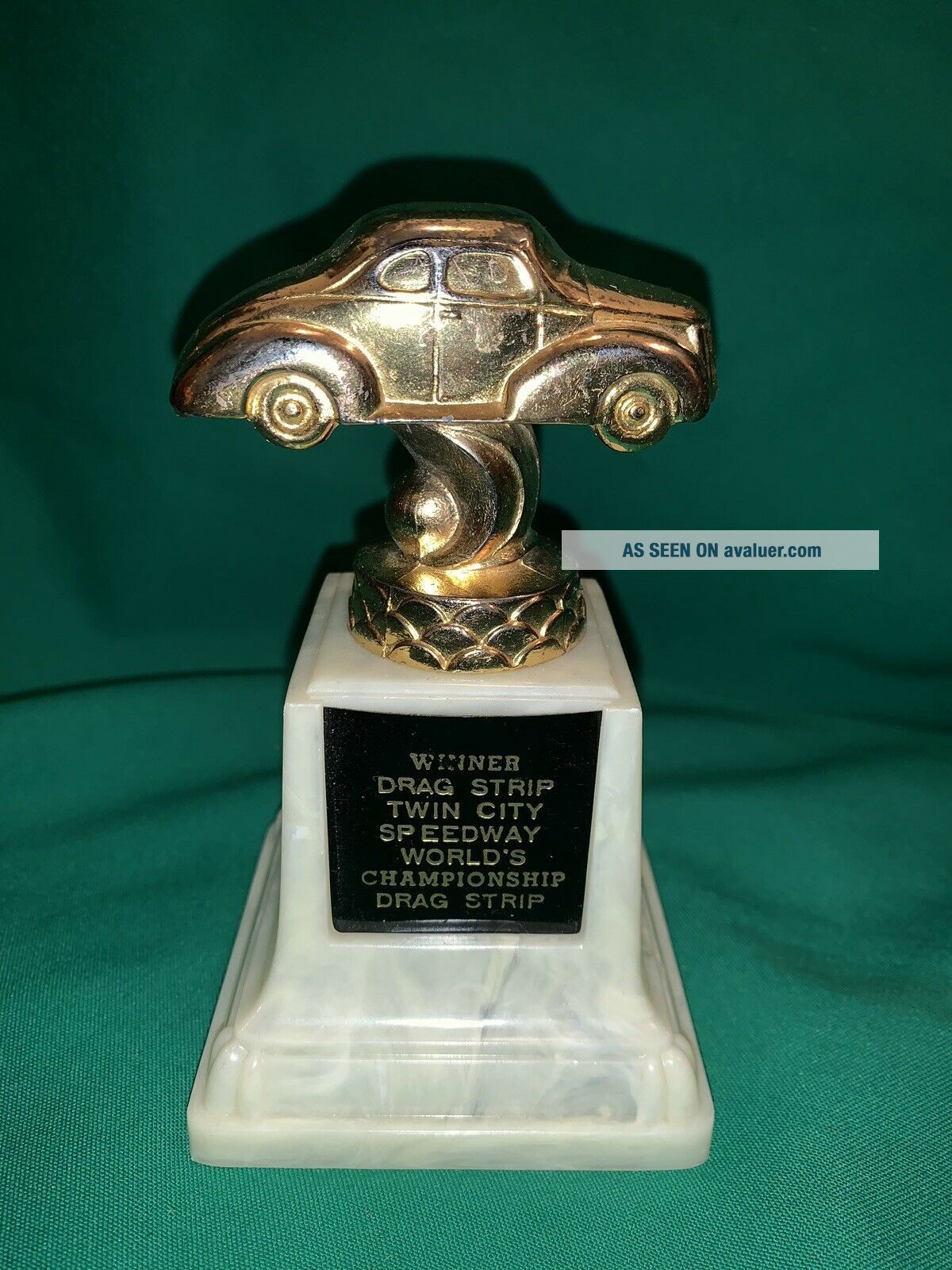 Vintage Drag Strip Auto Drag Racing Trophy Gold Classic Car Twin City ...