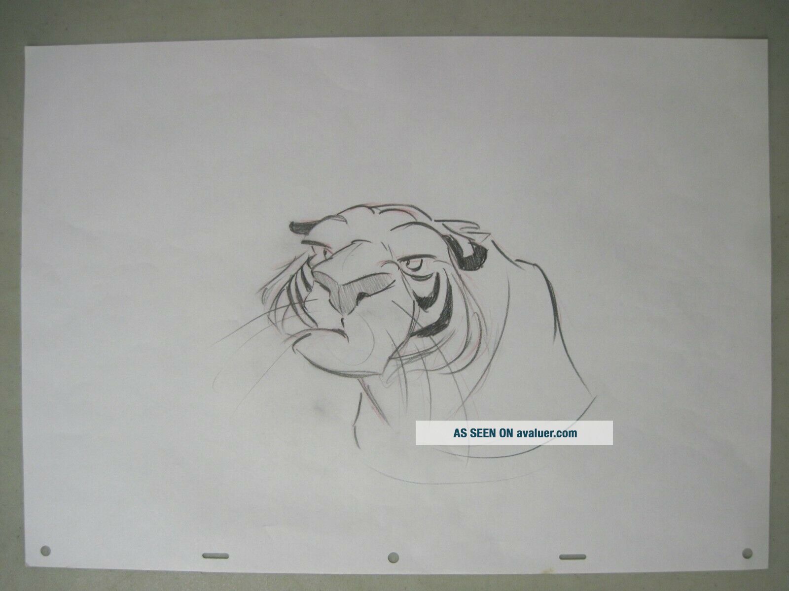 1992 WALT DISNEY ALADDIN RAJA THE TIGER (A) PRODUCTION ART DRAWING ...