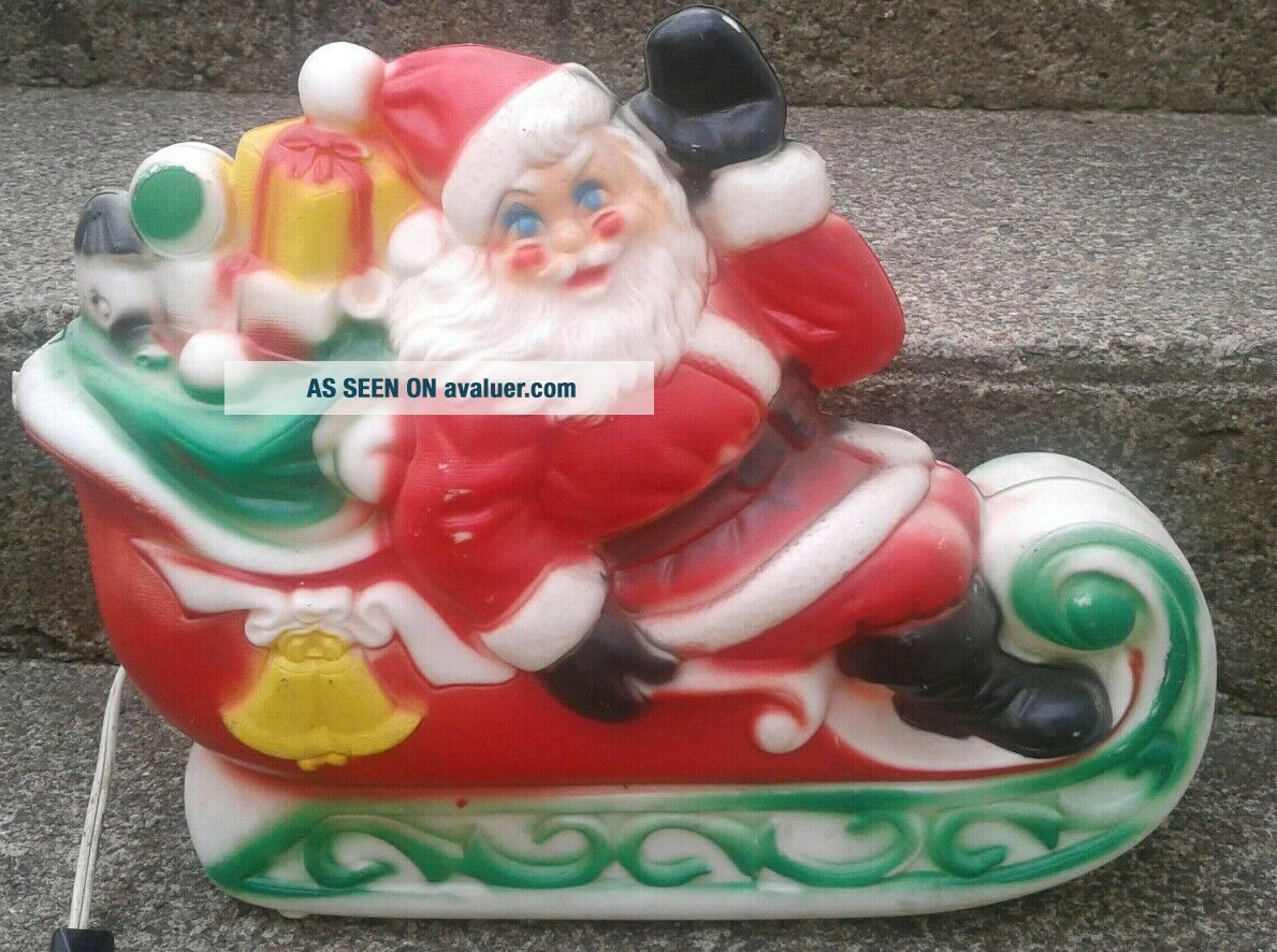 Vintage EMPIRE LIGHTED BLOW MOLD Christmas Santa In Sleigh 1970 ' S 10 ...