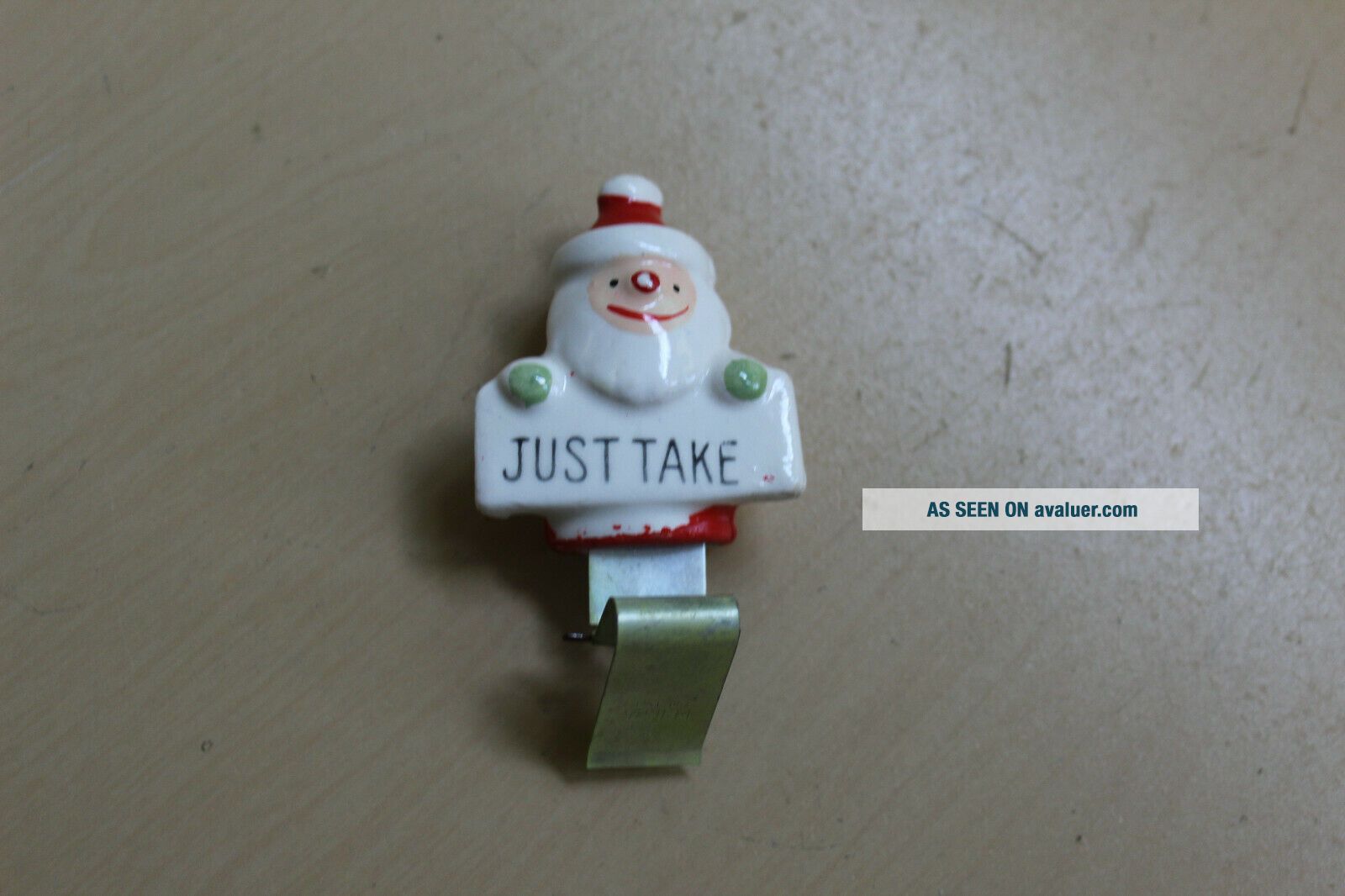 Ceramic Springtime Santa Vintage Ceramic Santa Claus With Spring Clip | #5180302