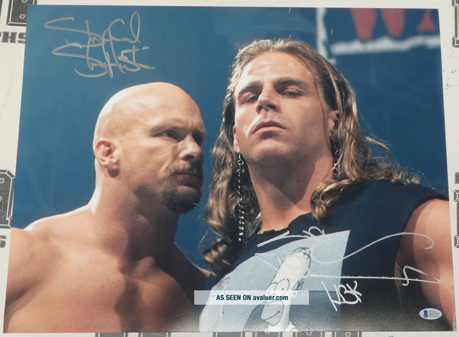 Shawn Steve R Stone Cold Steve Austin & Shawn Michaels Signed WWE 16x20 Photo BAS ...