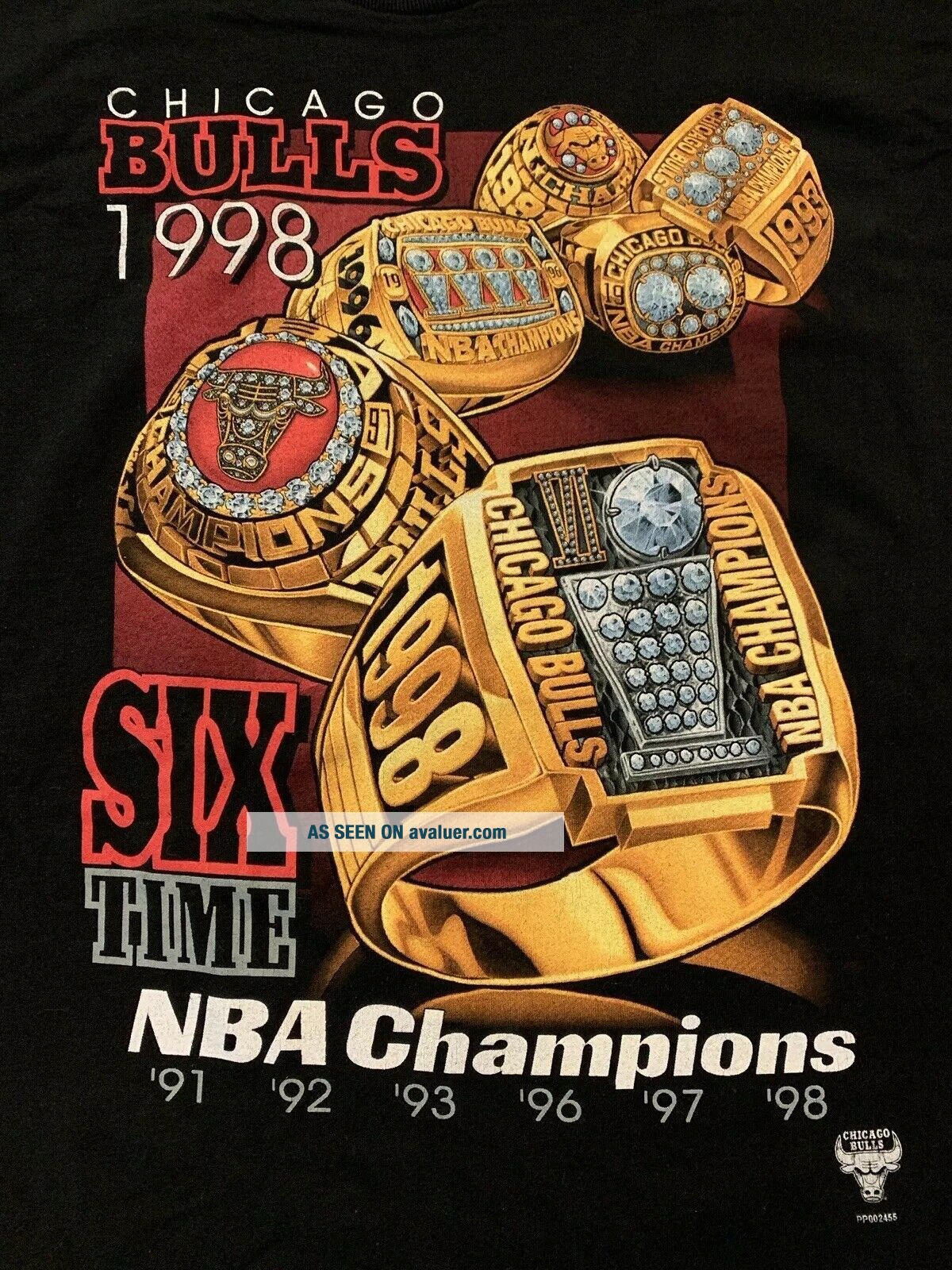 Vintage 1998 Chicago Bulls Six Time NBA Champions Shirt XL Rings Jordan ...