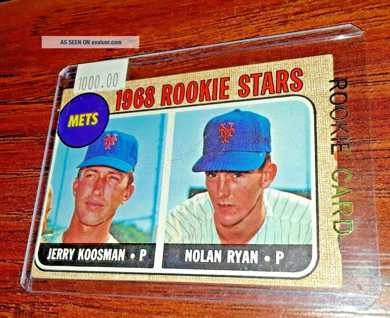 Koosman NOLAN RYAN / JERRY KOOSMAN 1968 TOPPS ROOKIE $1000. 00, TOPPS ROOKIE ...