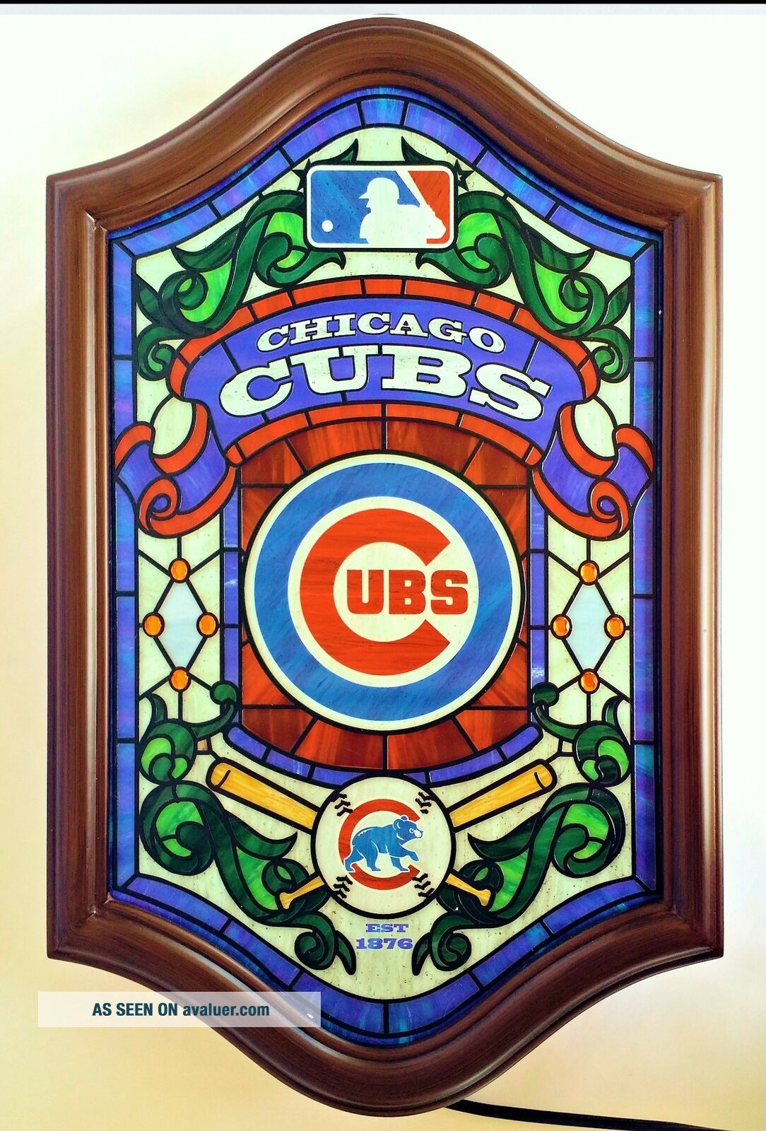 Chicago Cubs Illuminated Stained Glass Sign Bradford Exchange W 2016 ...