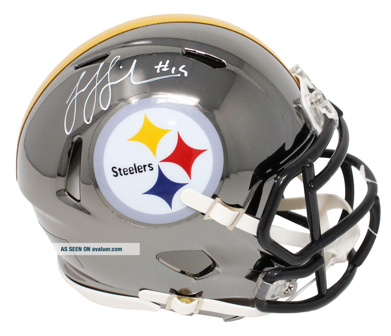 JuJu SMITH - SCHUSTER Signed Steelers CHROME Riddell Speed Mini Helmet