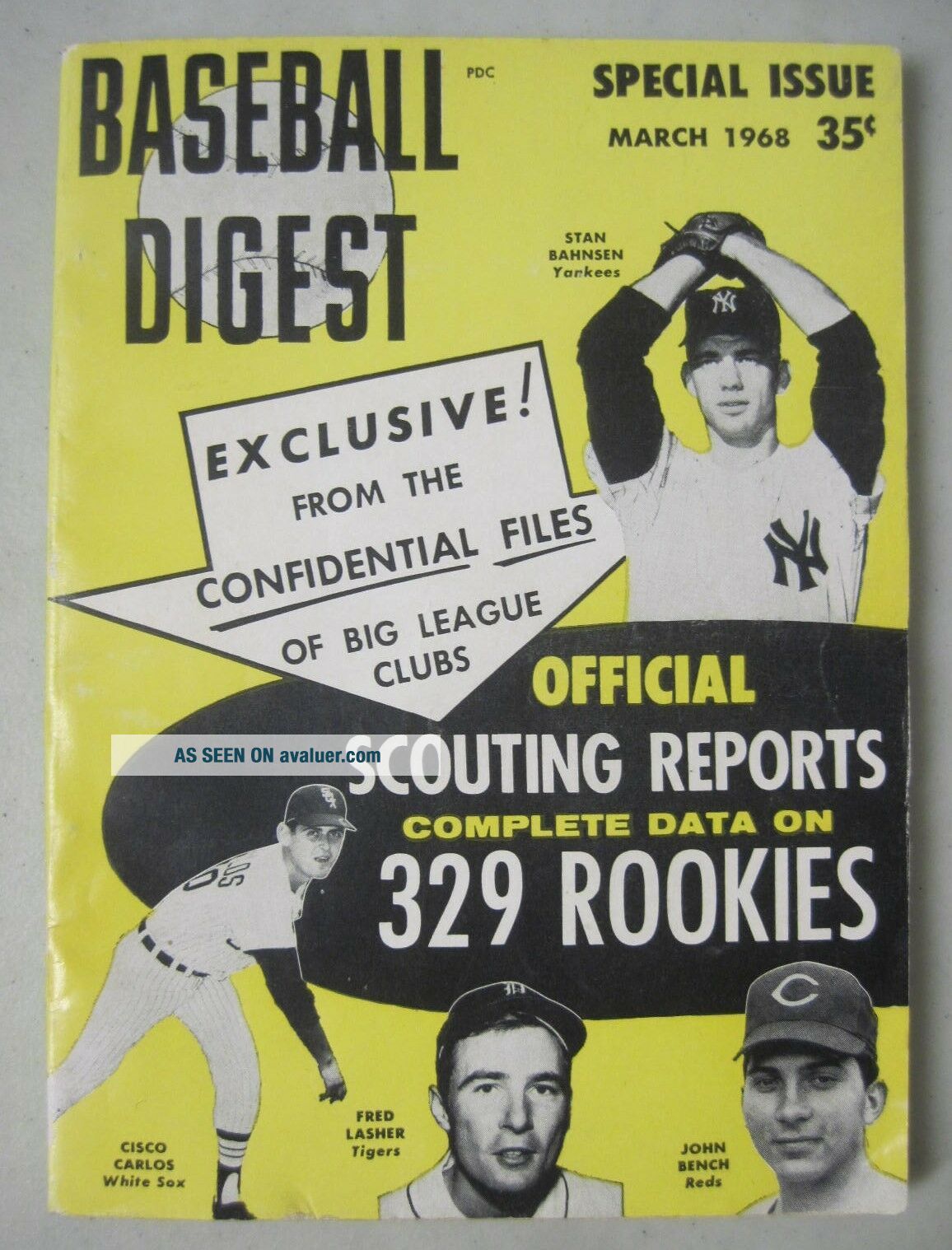 BASEBALL DIGEST SPECIAL ISSUE MARCH 1968 NY YANKEES STAN BAHNSEN REDS ...