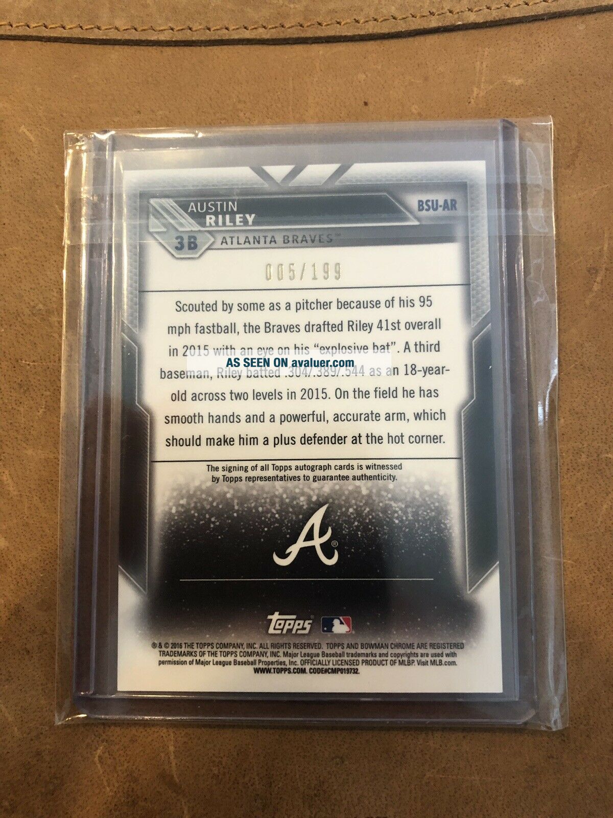 Charles Riley 2016 Bowman Chrome Austin Riley RC Rookie Auto Autograph Top 100 | #6341419