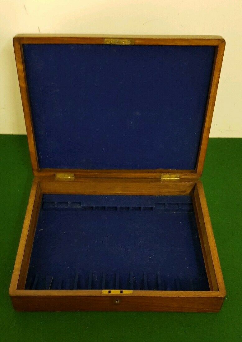 Empty Antique Walnut Veneer Wooden Cutlery Canteen Box With Brass ...