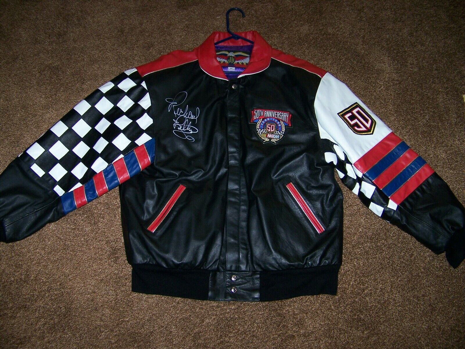 RICHARD PETTY Signed NASCAR 50th ANNIVERSARY LEATHER JACKET (VERY RARE ...
