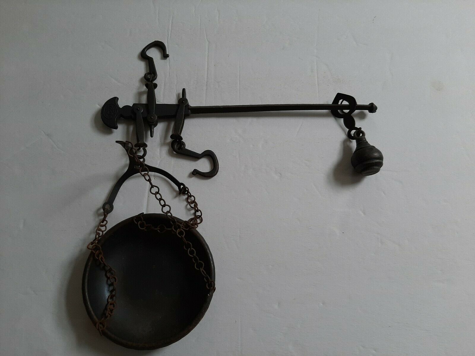 Antique Old Hanging Metal Merchant Single Pan Scale, Dated 1947 | #20095651