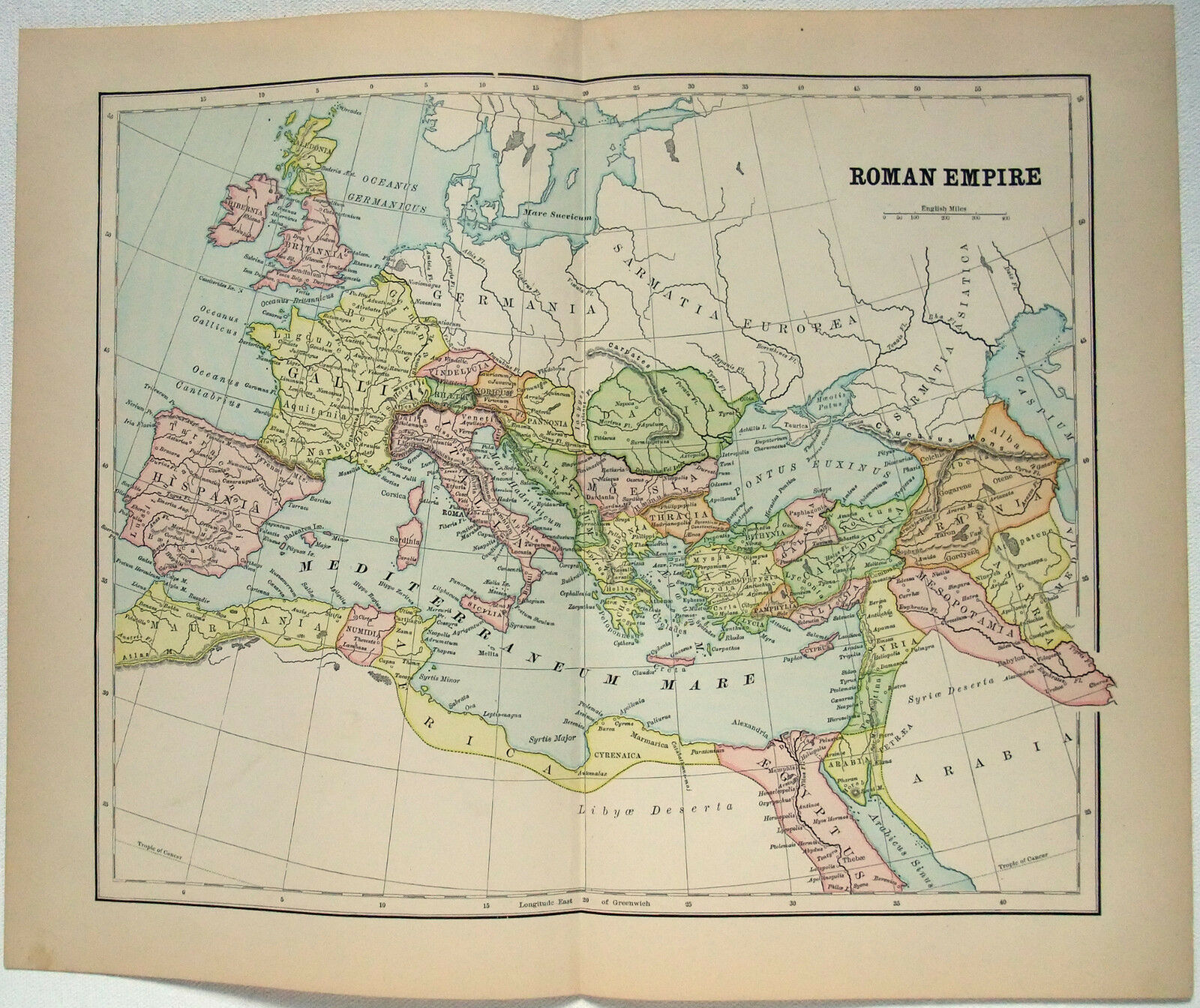 Antique Map Of The Roman Empire At Its Peak In The 2nd Century By Hunt ...